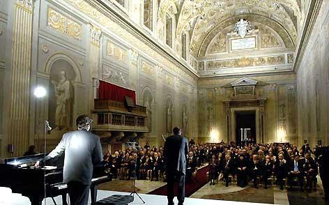 Un momento del Concerto dei virtuosi slovacchi offerto dal Presidente della Repubblica Slovacca e dalla Signora Gasparovic, presente la Signora Clio Bittoni, consorte del Presidente della Repubblica Giorgio Napolitano.