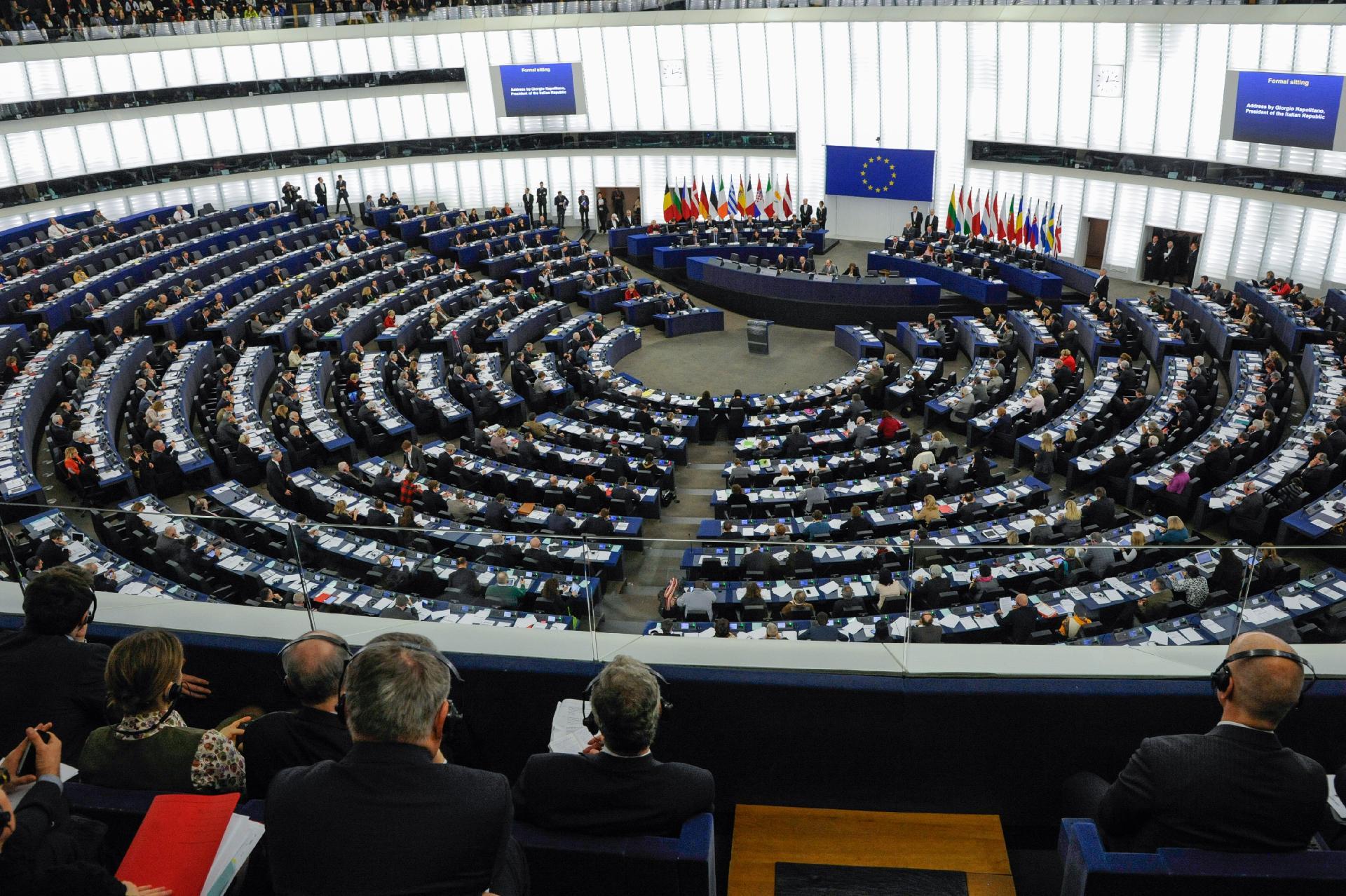 Il Presidente Giorgio Napolitano nel corso della Plenaria al Parlamento Europeo