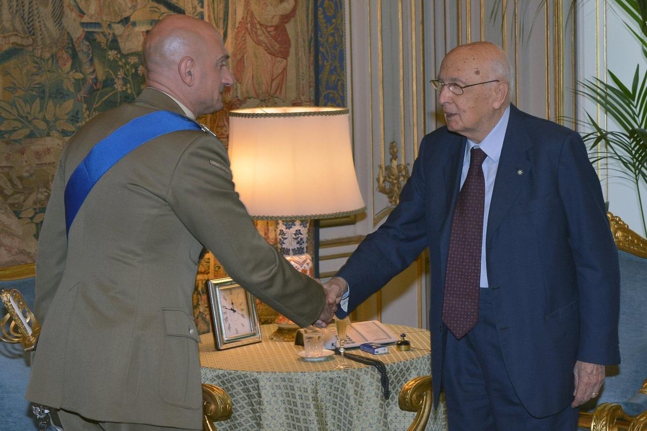 Il Presidente Giorgio Napolitano con il Generale Luciano Portolano, Capo designato della Missione UNIFIL - Forza di Interposizione in Libano delle Nazioni Unite