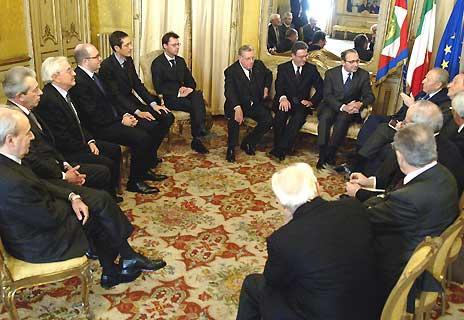 Il Presidente Ciampi durante l'incontro con una delegazione dell'Unione Industriali, in occasione del centenario di fondazione dell'Unione