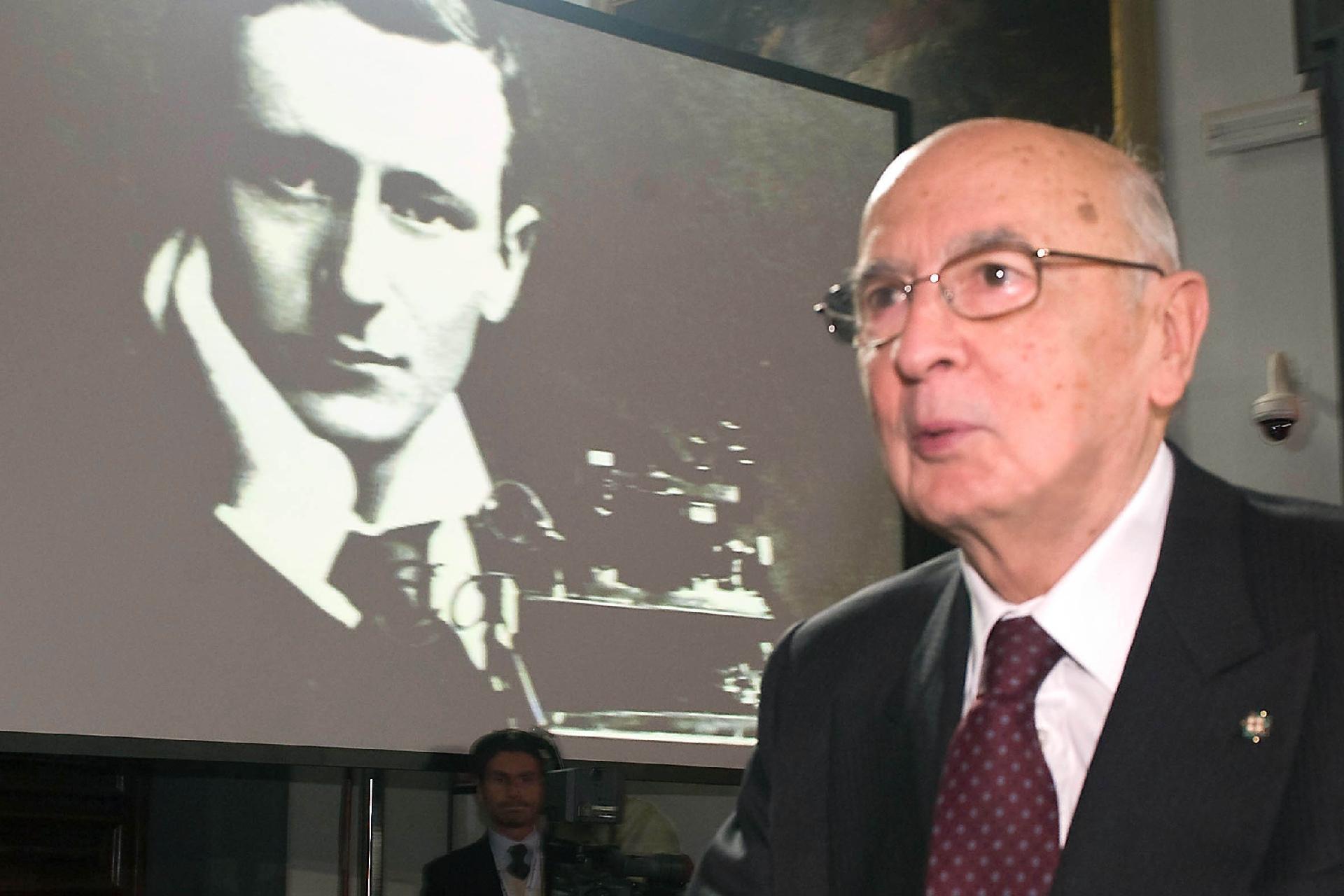 Il Presidente Giorgio Napolitano in occasione del Convegno organizzato dalla Fondazione Bordoni, per il 100° anniversario del conferimento del Premio Nobel a Guglielmo Marconi.