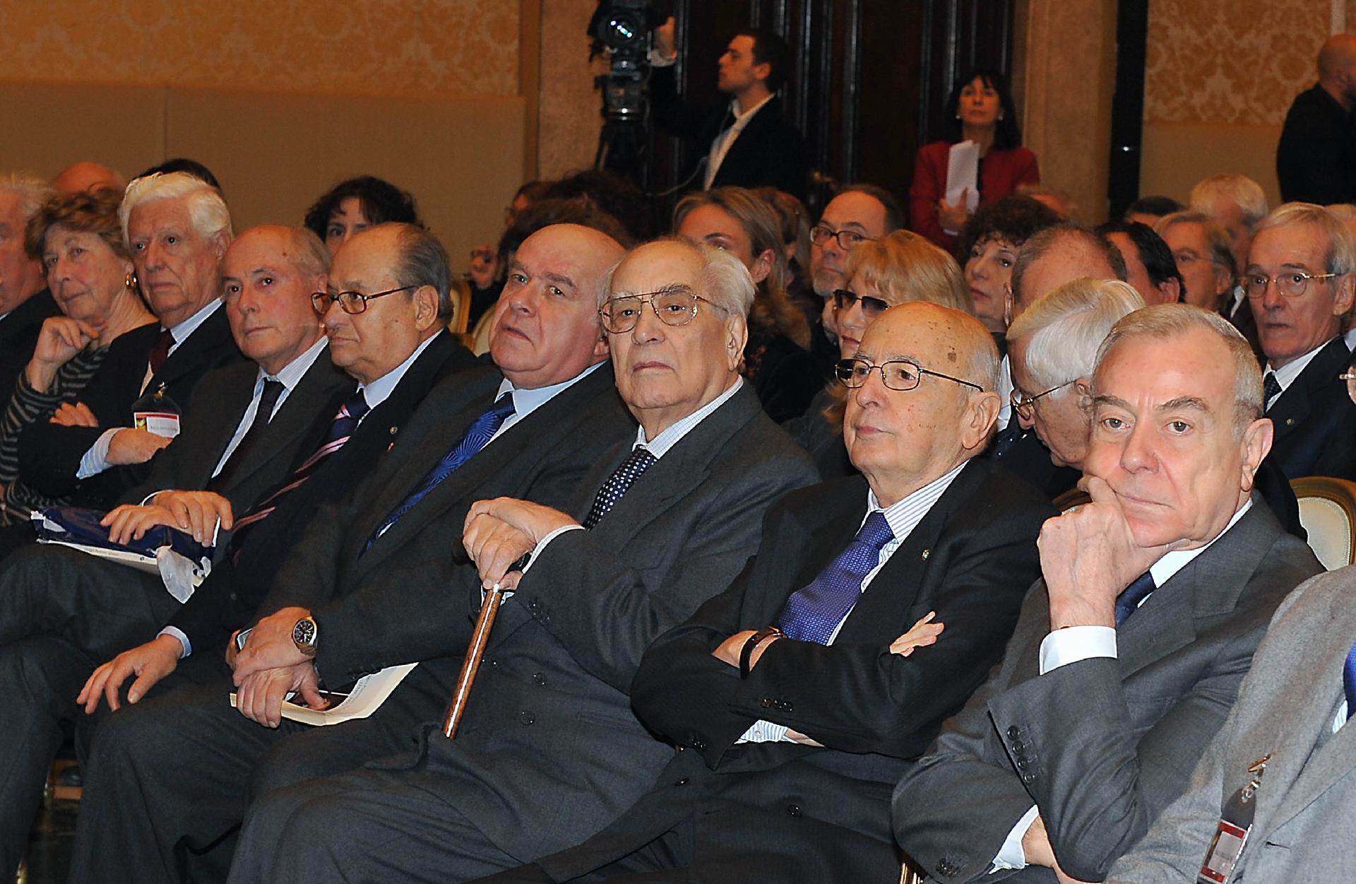 Un momento della cerimonia celebrativa del 100° anniversario della nascita di Mario Pannunzio, alla presenza del Capo dello Stato