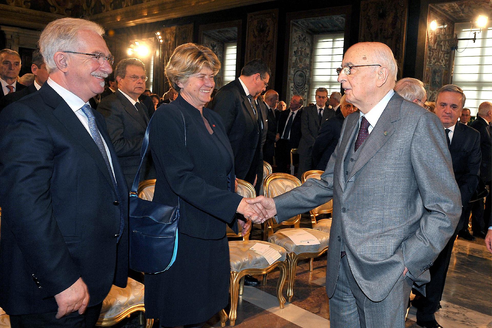 Il Presidente Giorgio Napolitano nel corso dell'incontro con i Segretari Generali della CGIL, CISL, UIL e UGL durante la Festa del Lavoro