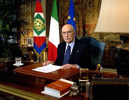 Il Presidente Giorgio Napolitano durante il messaggio di fine anno agli italiani
