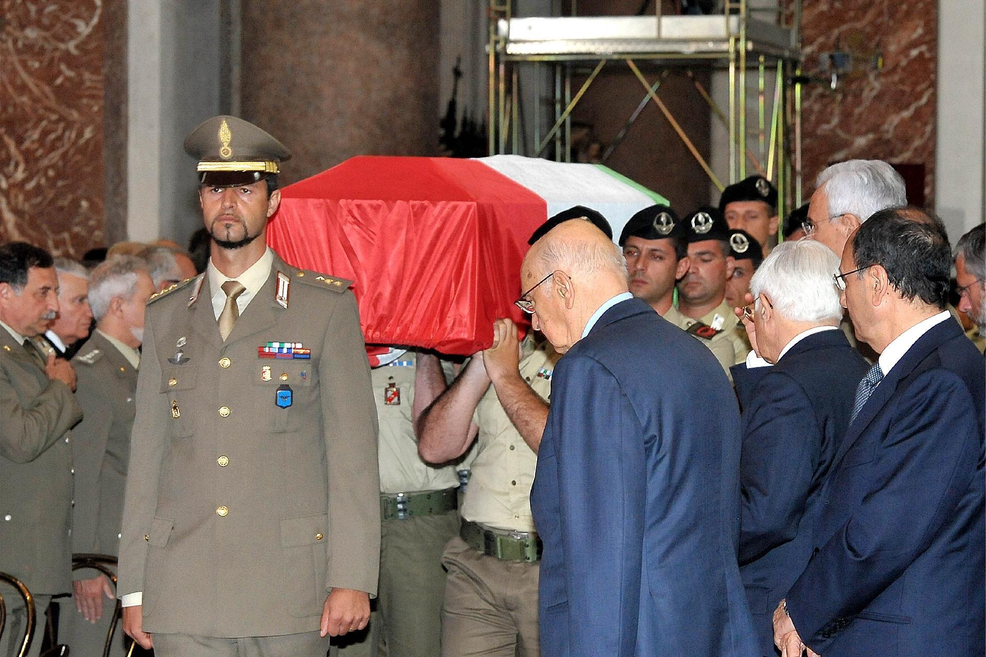 Il Presidente Giorgio Napolitano ai Funerali solenni del Caporal Maggiore Scelto Gaetano Tuccillo caduto in Afghanistan
