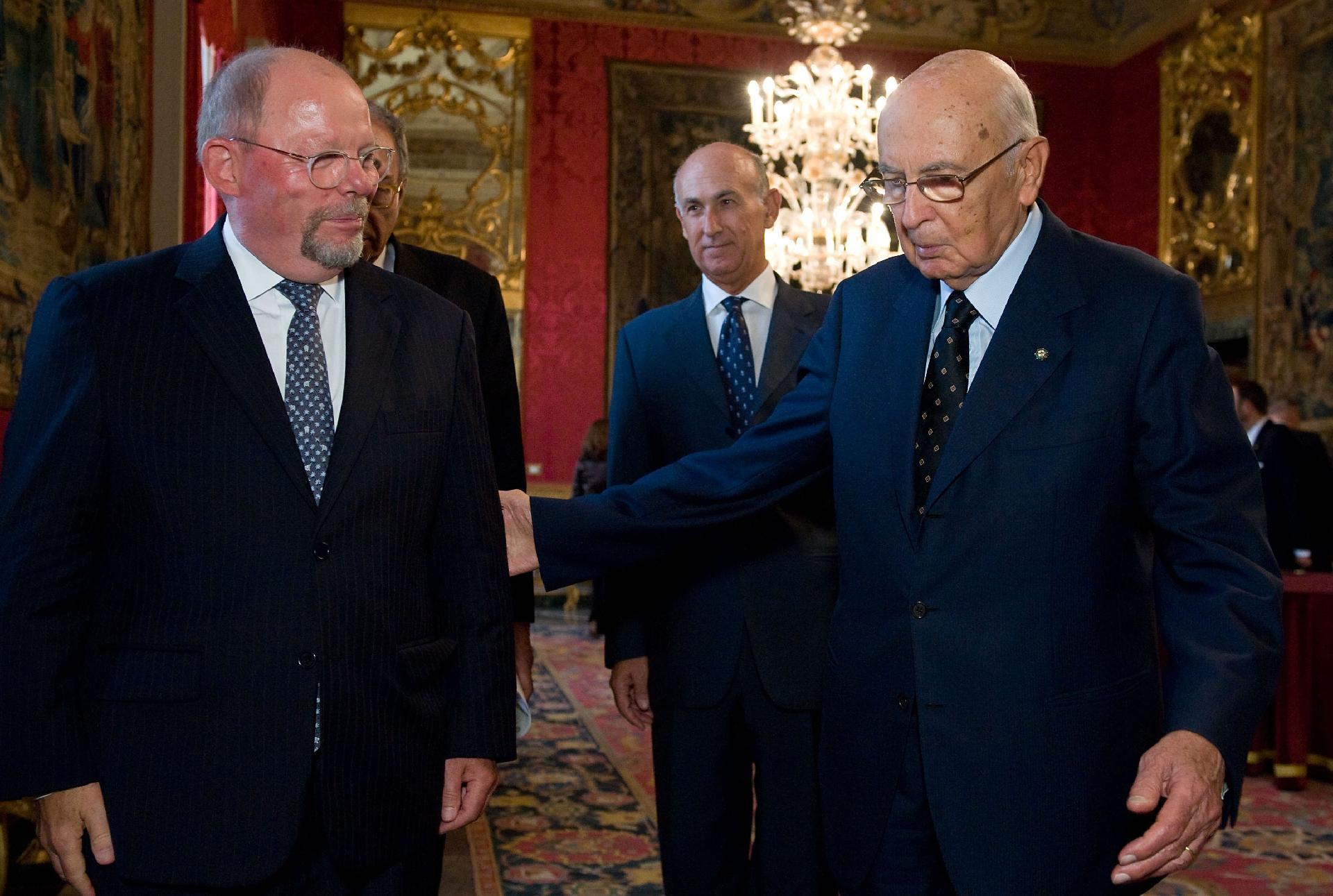 Il Presidente Giorgio Napolitano con S.E. Birger Riis-Jørgensen, nuovo Ambasciatore del Regno di Danimarca, in occasione della presentazione delle Lettere Credenziali