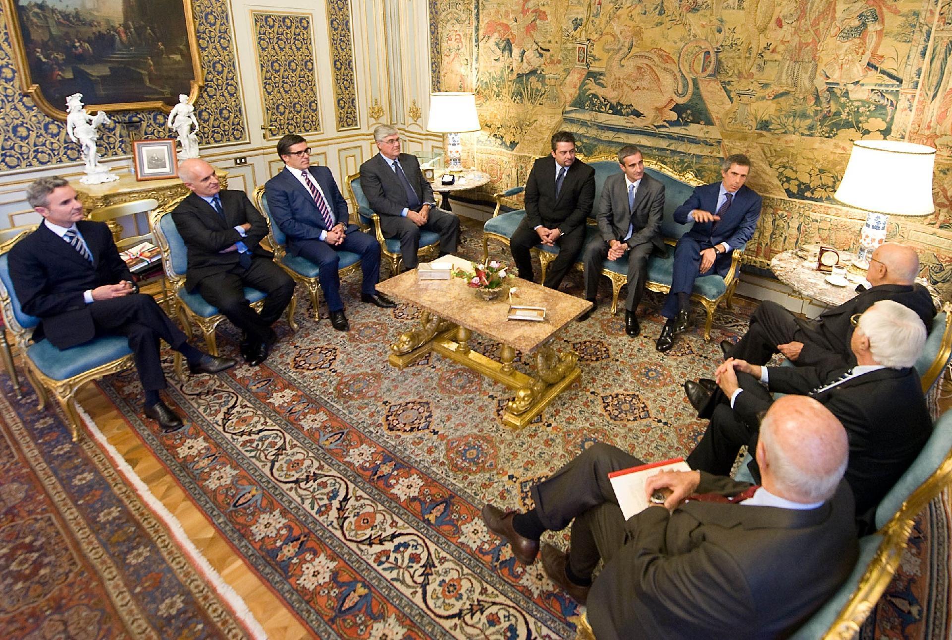Il Presidente della Repubblica Giorgio Napolitano nel corso dell'incontro con una delegazione dell'Associazione delle Industrie del Dolce e della Pasta Italiane