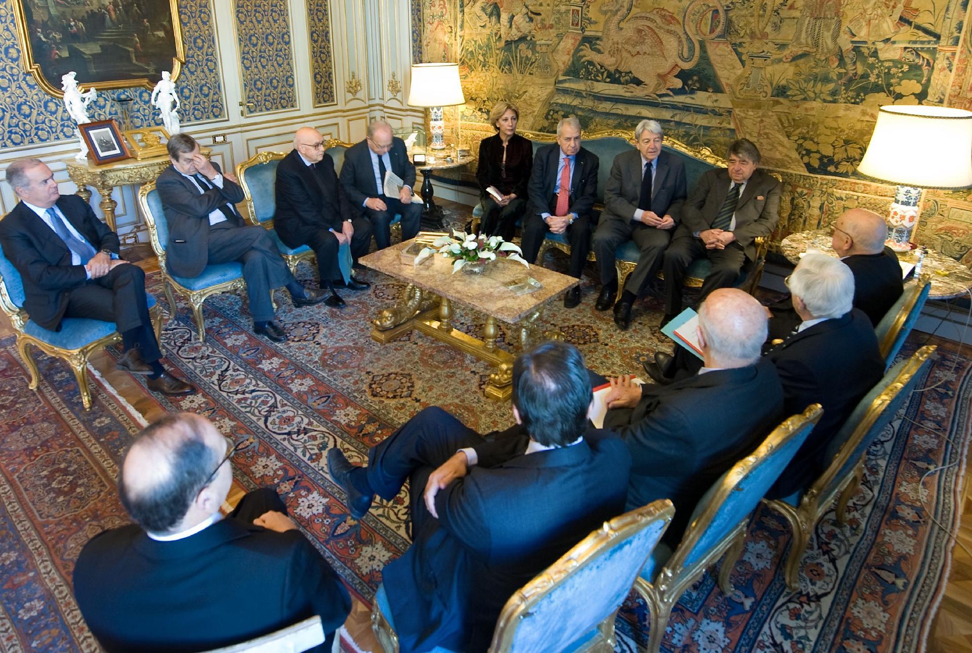 Il Presidente Giorgio Napolitano in occasione dell'incontro con una delegazione dell'Associazione "Libera Italia, associazione nazionale della democrazia laica, liberale e socialista"