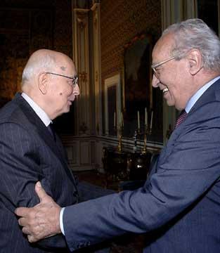 Il Presidente della Repubblica Giorgio Napolitano con Virginio Rognoni, Vice Presidente del CSM