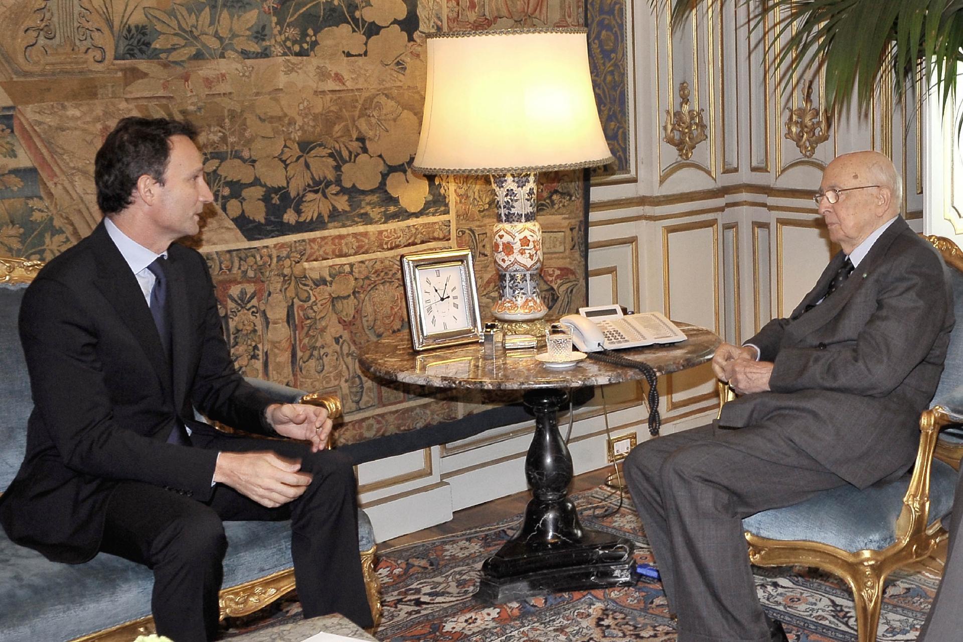 Il Presidente Giorgio Napolitano con Andrea Zappia, Amministratore Delegato di Sky Italia