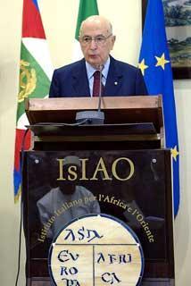 Il Presidente Giorgio Napolitano durante il suo intervento all'Istituto Italiano per l'Africa e l'Oriente