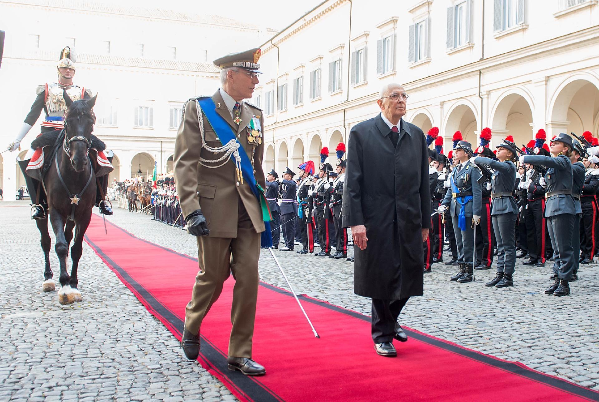 Il Presidente Giorgio Napolitano riceve gli onori militari in occasione del suo insediamento