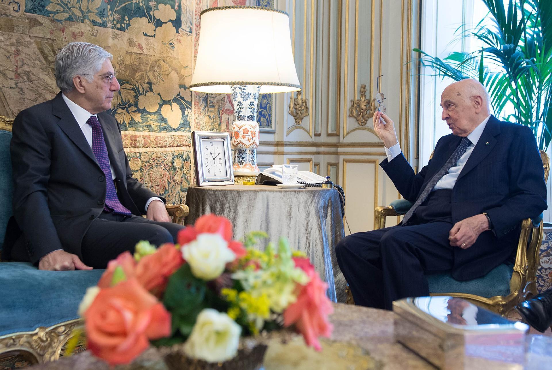 Il Presidente Giorigo Napolitano con Giovanni Tamburino, Capo del Dipartimento dell'Amministrazione Penitenziaria