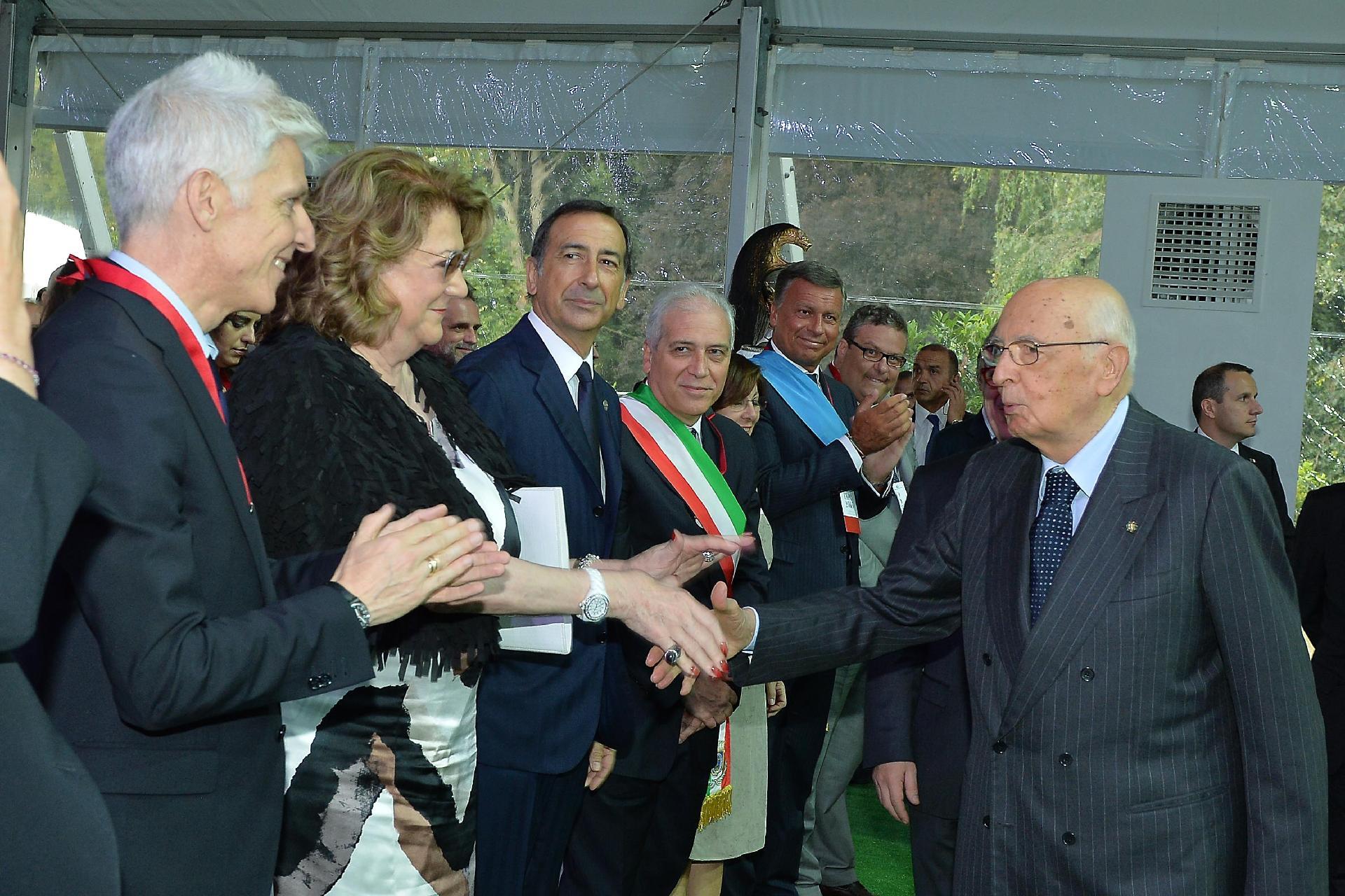 Il Presidente Giorgio Napolitano al suo arrivo alla sessione istituzionale &quot;Verso Expo 2015&quot;
