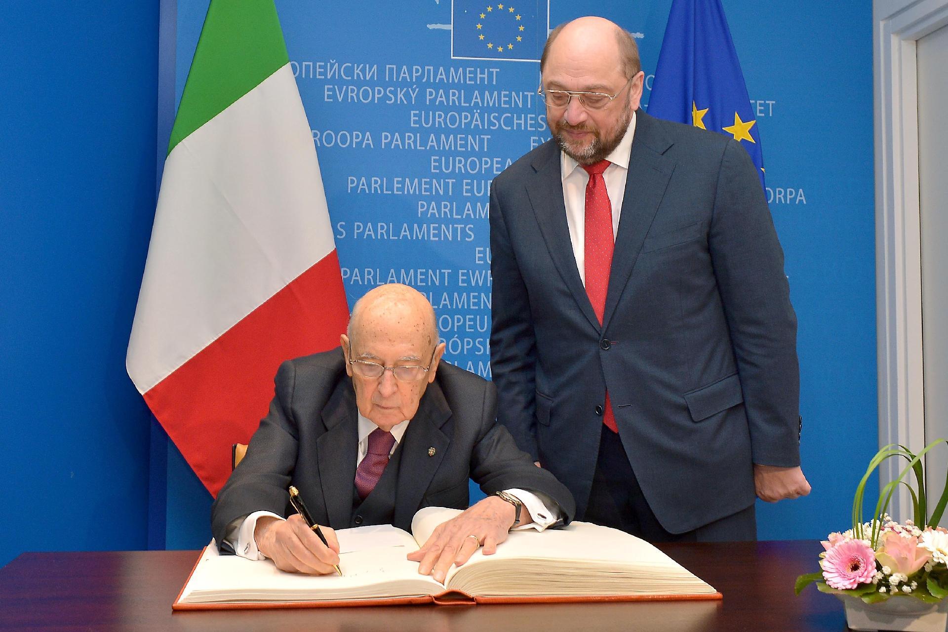 Il Presidente Giorgio Napolitano con il Presidente del Parlamento Europeo