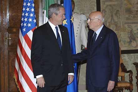 Il Presidente Giorgio Napolitano con S.E. il Signor George W. Bush, Presidente degli Stati Uniti