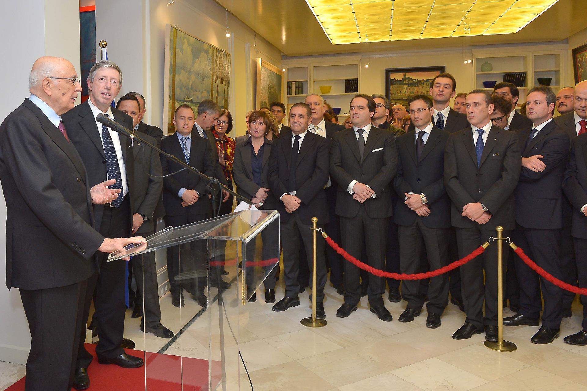 Il Presidente della Repubblica Giorgio Napolitano nel corso dell'incontro con la comunità italiana in occasione della Visita di Stato