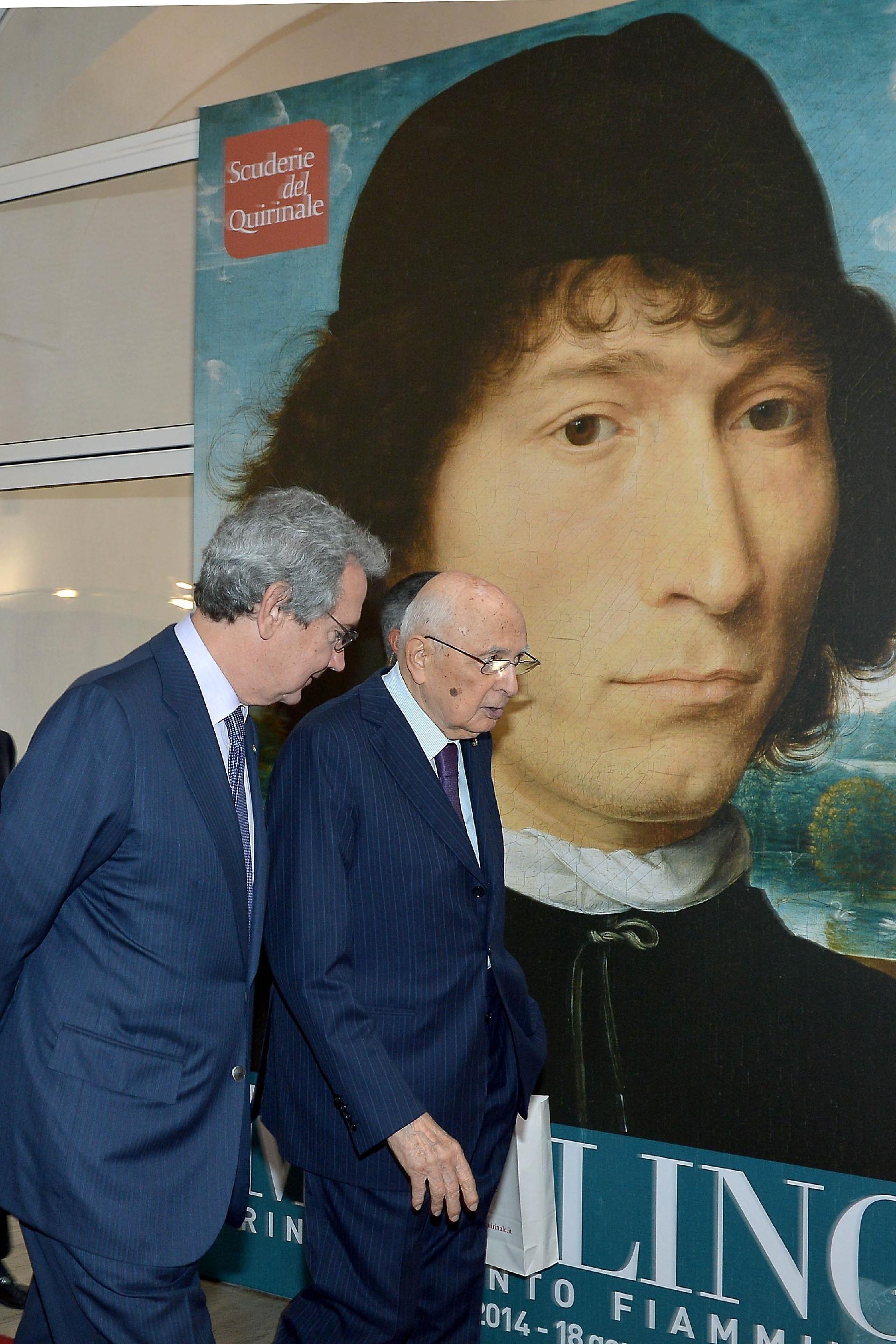 Il Presidente della Repubblica Giorgio Napolitano all'inaugurazione della Mostra "Memling. Rinascimento Fiammingo" allestita alle Scuderie del Quirinale