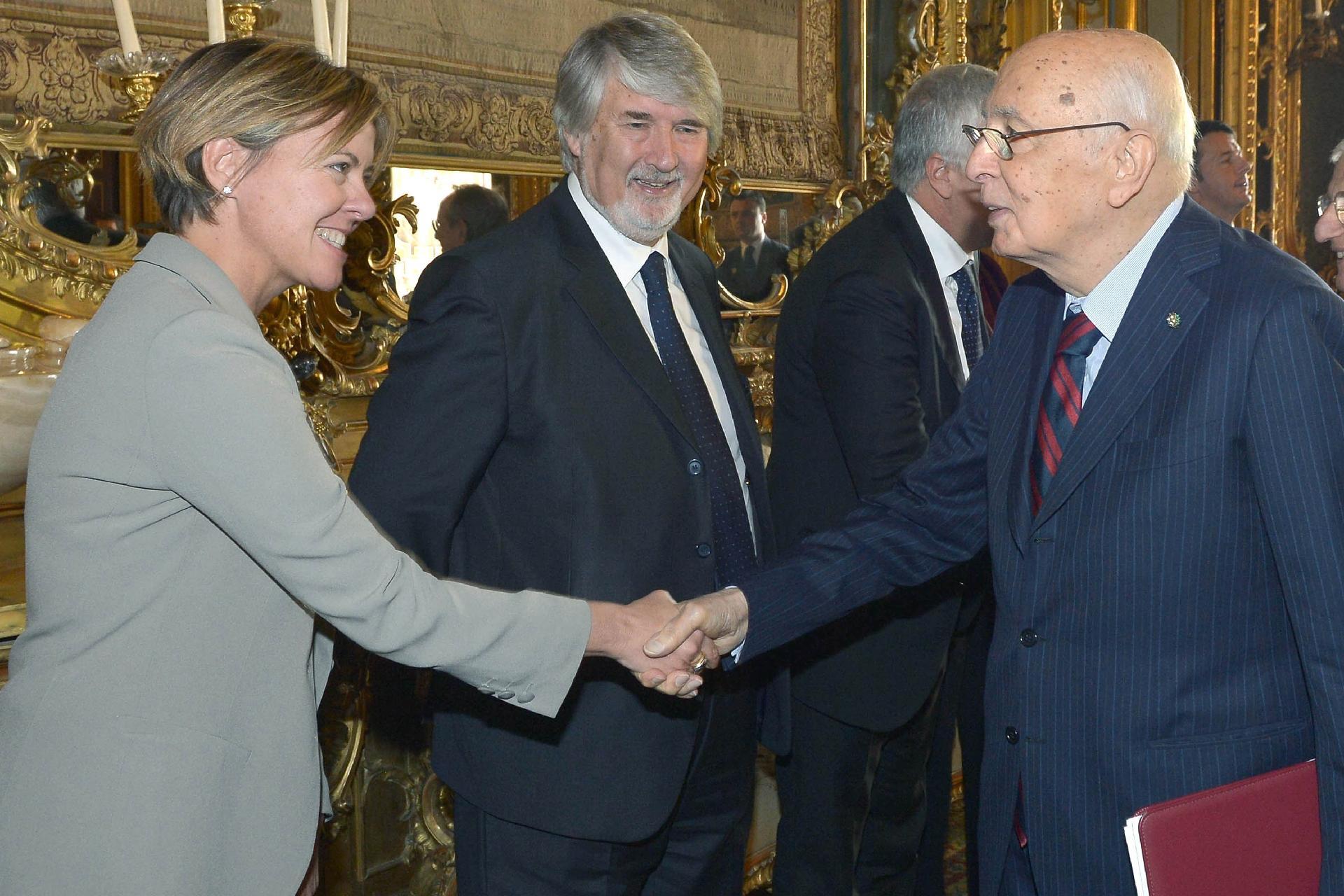 Il Presidente Giorgio Napolitano con il Ministro Beatrice Lorenzin, in occasione della colazione di lavoro per il prossimo Consiglio Europeo