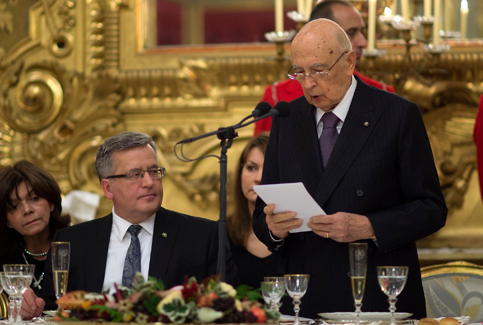 Il Presidente Giorgio Napolitano e il Presidente della Repubblica di Polonia Bronislaw Komorowski