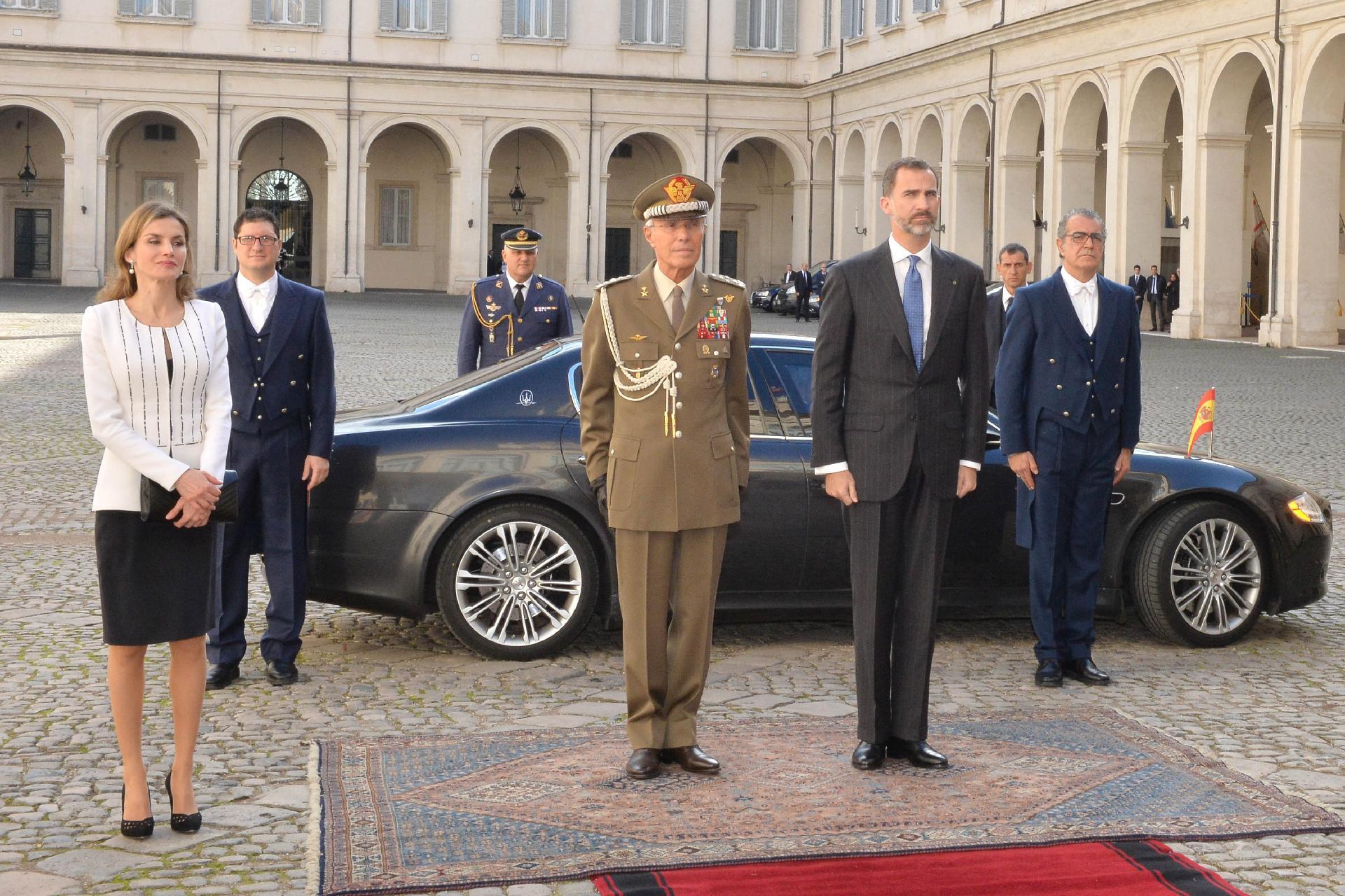 Il Re di Spagna Felipe VI e la Regina Letizia al loro arrivo al Palazzo del Quirinale