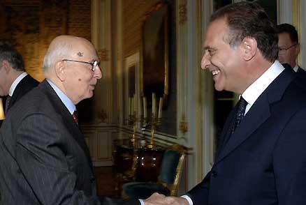 Il Presidente Giorgio Napolitano accoglie nel suo studio l'On Lorenzo Cesa, Segretario Nazionale dell'UDC