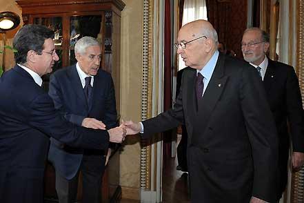 Il Presidente Giorgio Napolitano con il Presidente della Corte costituzionale Franco Bile, il Presidente del Senato Franco Marini ed il Ministro per i Rapporti con il Parlamento e le le Riforme Istituzionali Vannino Chiti in occasione del 60°anniversario della Costituzione