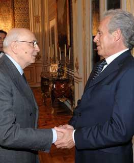 Il Presidente Giorgio Napolitano con Giorgio Sandri, Presidente della Fondazione "Gabriele Sandri".