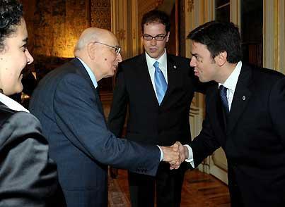 Il Presidente Giorgio Napolitano accoglie la delegazione della Federazione Universitaria Cattolica Italiana guidata da Tiziano Torresi.