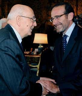 Il Presidente Giorgio Napolitano con Riccardo Nencini, Segretario Nazionale del Partito Socialista e Presidente del Consiglio Regionale della Toscana, in occasione dell'incontro al Quirinale