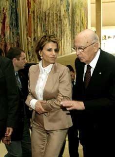 Il Presidente Giorgio Napolitano con la Presidente del Parlamento della Knesset, Dalia Itzik, nel Salone Chagall al termine dell'incontro