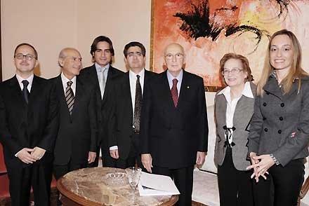 Il Presidente Giorgio Napolitano con i familiari ed i componenti la delegazione della Fondazione "Italo Falcomatà"