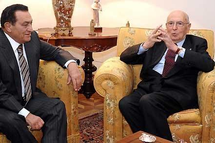 Il Presidente Giorgio Napolitano a colloquio con Hosni Mubarak, Presidente della Repubblica Araba d'Egitto al Quirinale