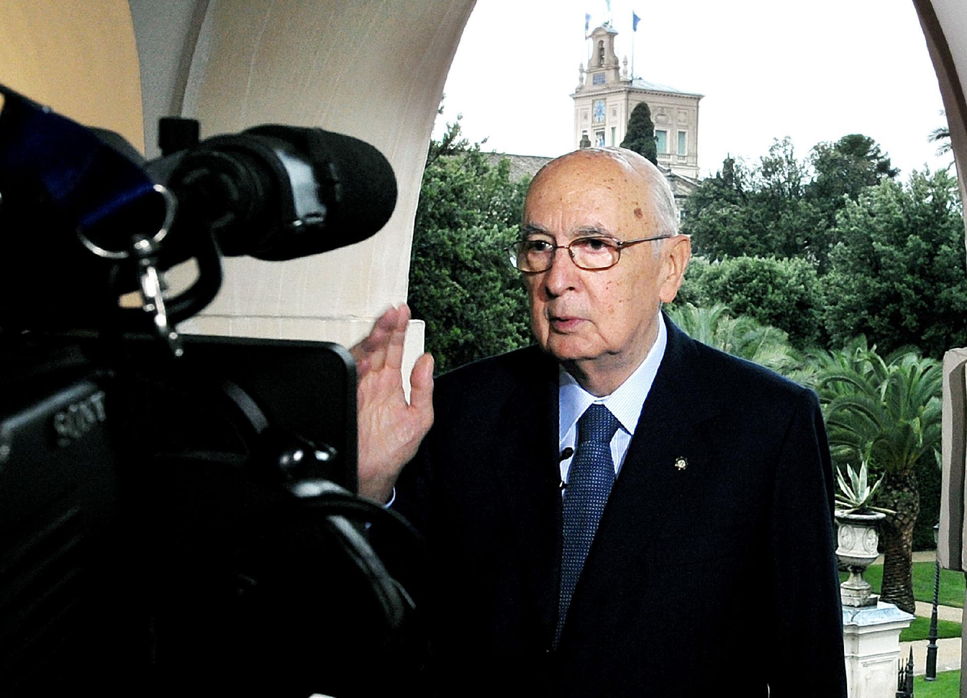 Il Presidente Giorgio Napolitano durante il messaggio agli italiani per la Festa della Repubblica