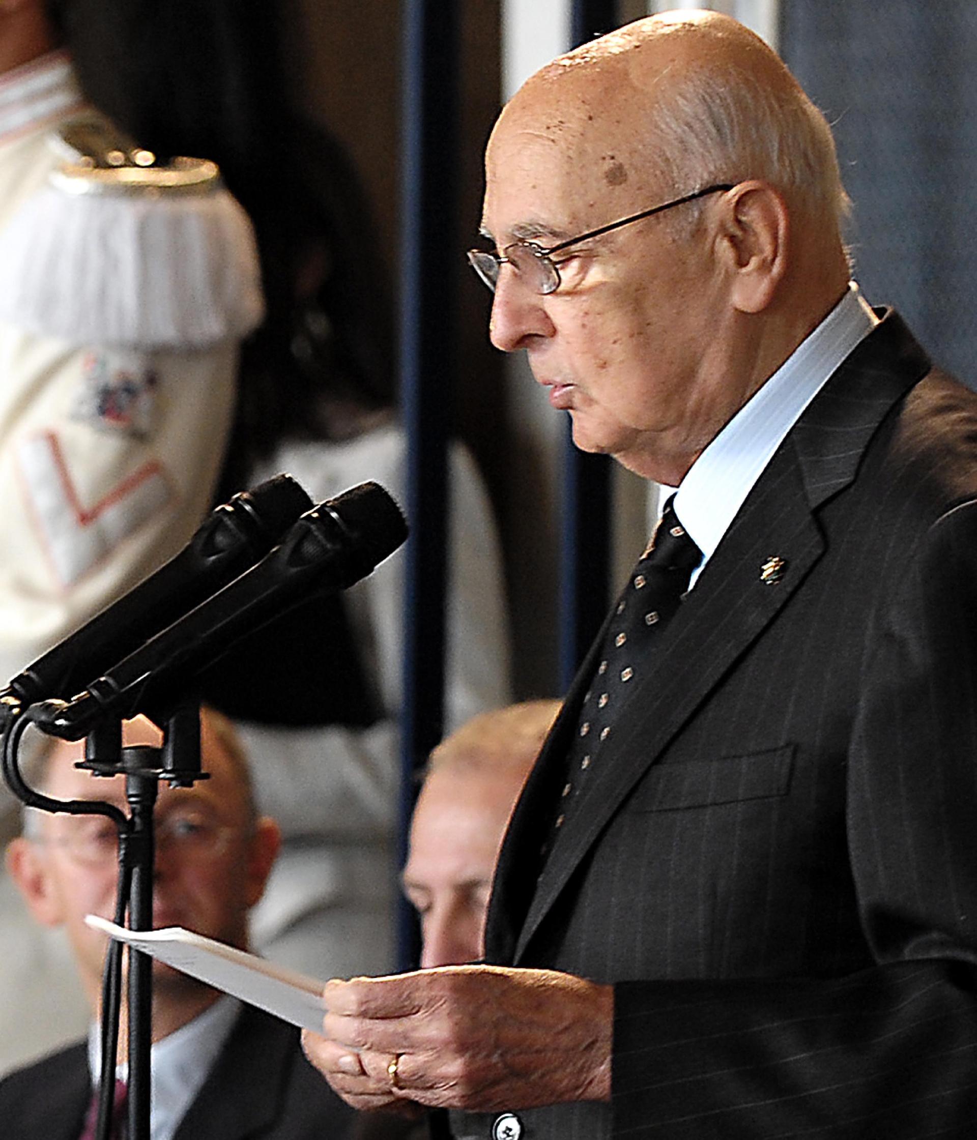Il Presidente Giorgio Napolitano durante la celebrazione della Giornata dell'Informazione
