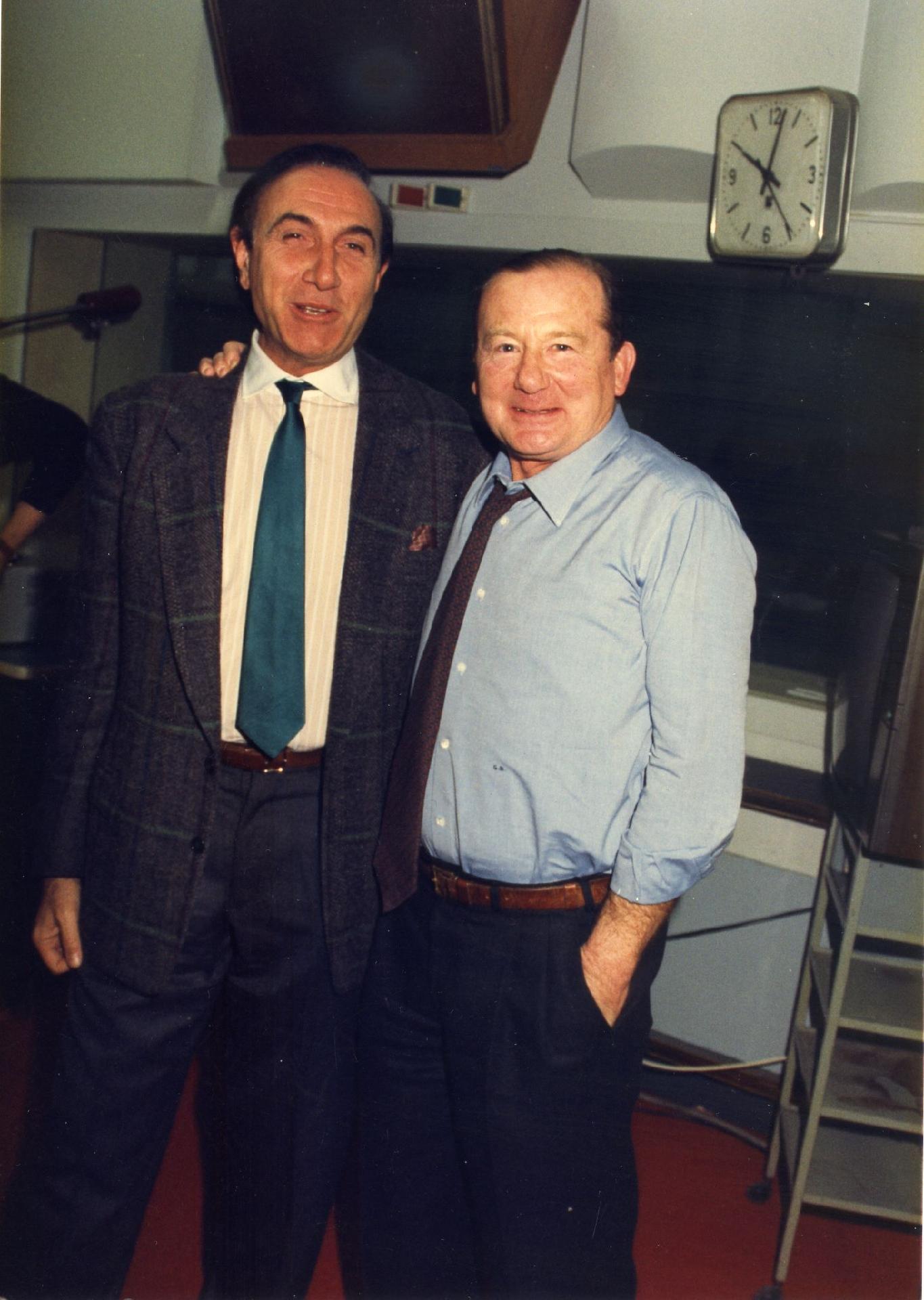 Gianni Bisiach con Pippo Baudo a &quot;Radio anch&apos;io TV&quot; nello studio 8 di via Asiago n. 10 a Roma nel 1991
