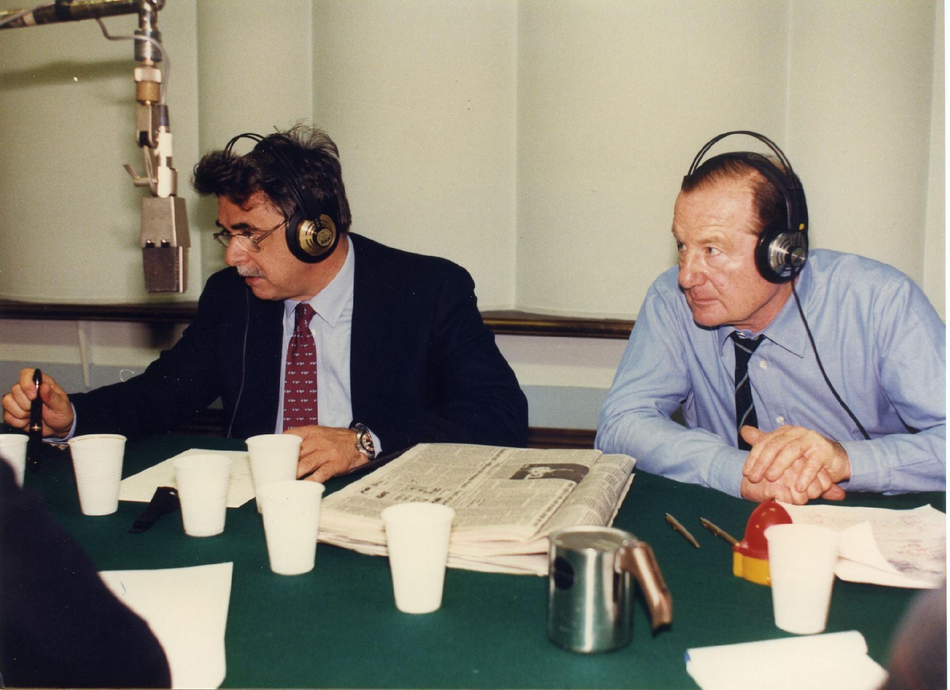Gianni Bisiach con Achille Occhetto a &quot;Radio anch&apos;io TV&quot; nello studio 8 di via Asiago n. 10 a Roma nel 1991