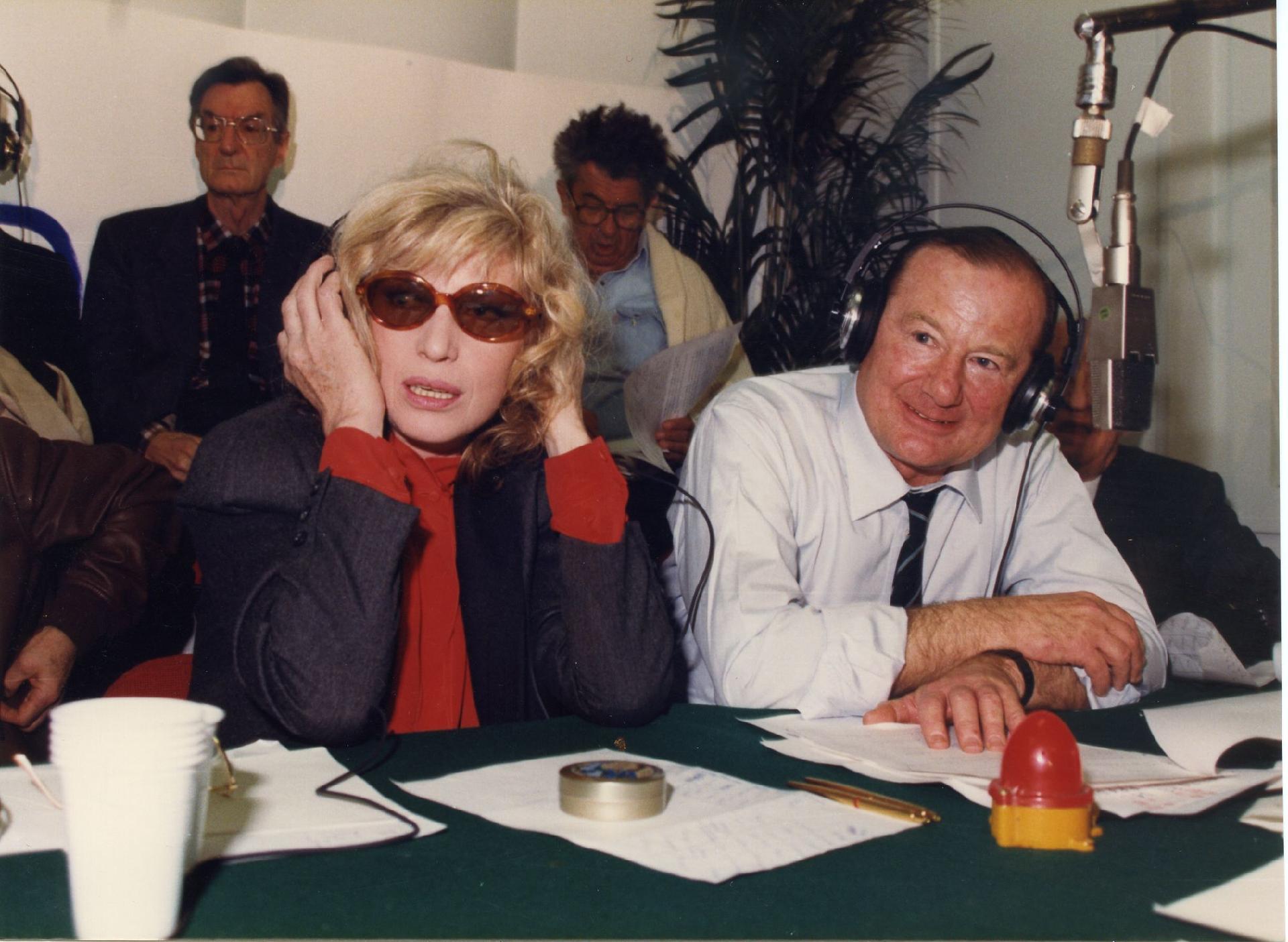 Gianni Bisiach con Carlo Lizzani, Monica Vitti e Nanni Loy a &quot;Radio anch&apos;io TV&quot; nello studio 8 di via Asiago n. 10 a Roma nel 1991