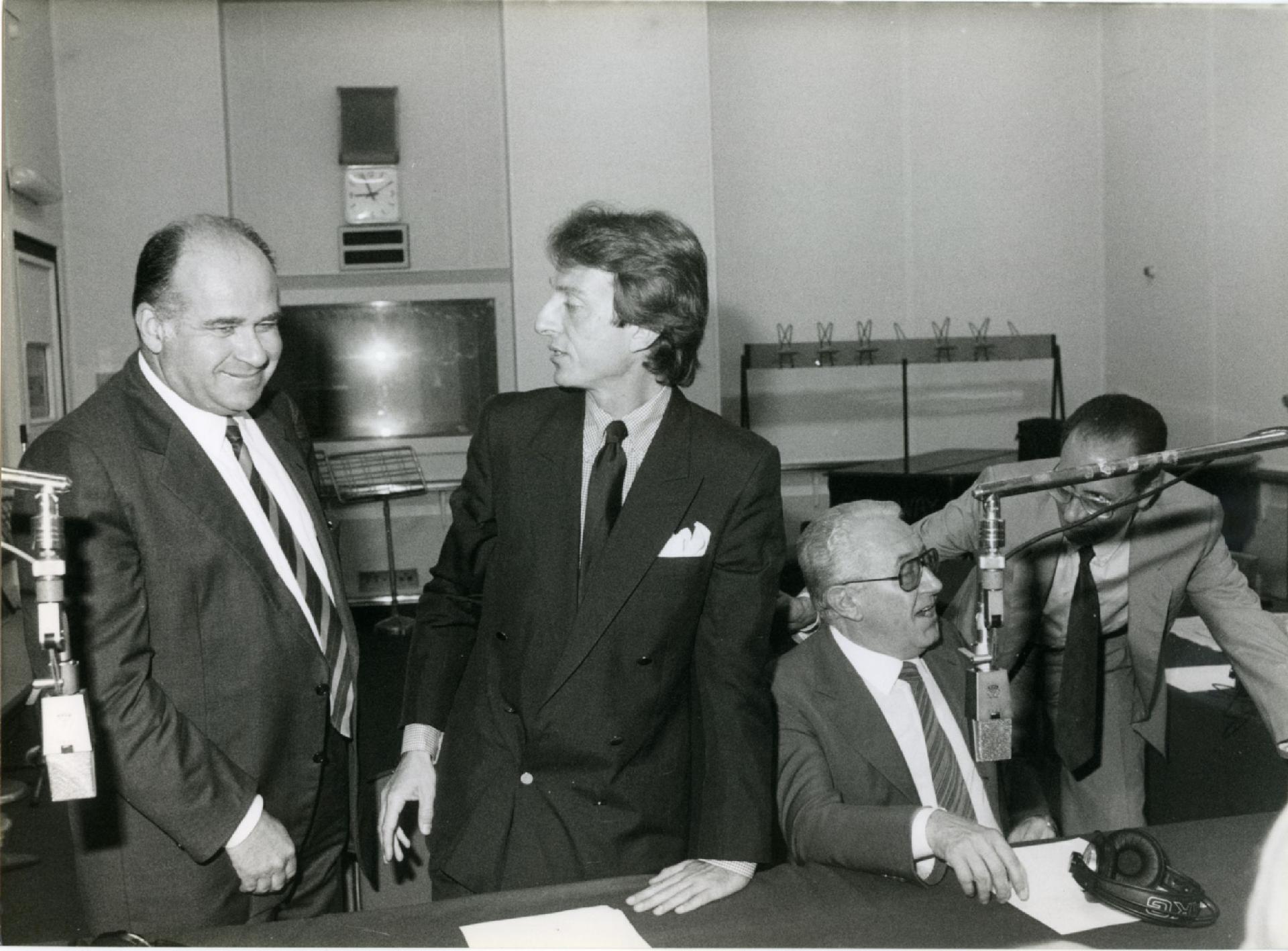 Valerio Zanone, Luca Cordero di Montezemolo e Giuseppe Zamberletti a &quot;Radio anch&apos;io&quot; nello studio 8 di via Asiago n. 10 a Roma nel 1981