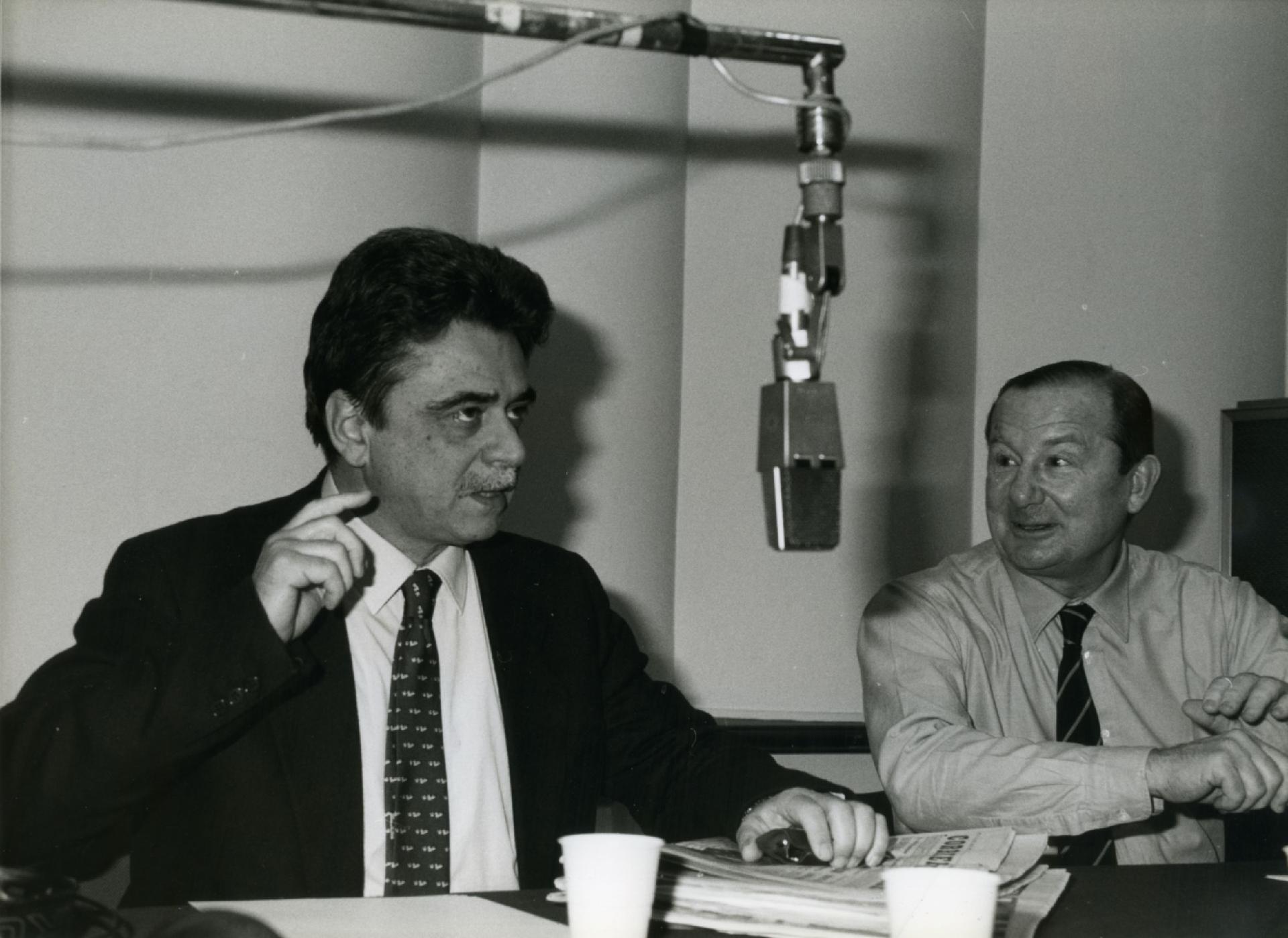 Gianni Bisiach con Achille Occhetto a &quot;Radio anch&apos;io TV&quot; nello studio 8 di via Asiago n. 10 a Roma nel 1991