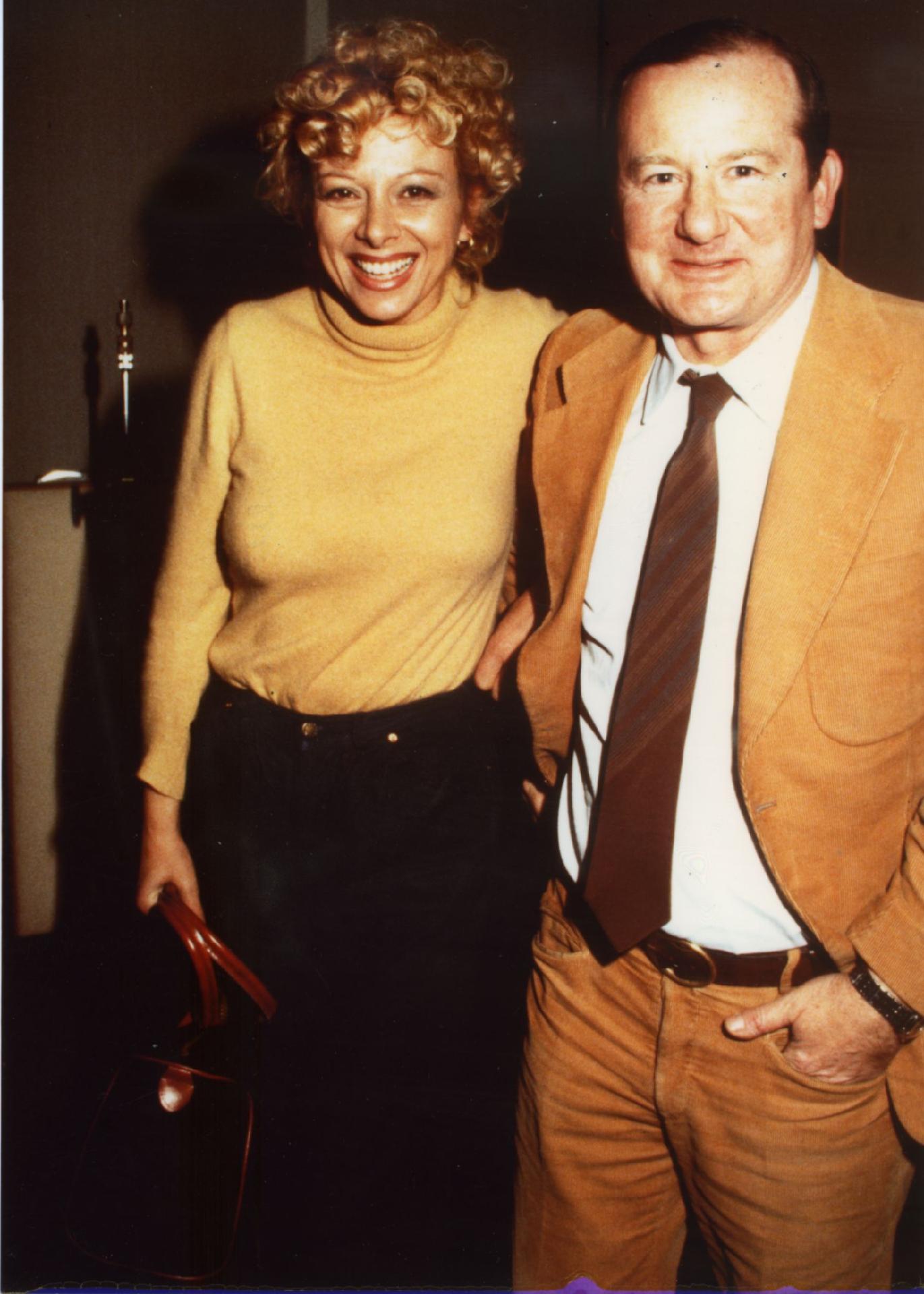 Gianni Bisiach con Sandra Milo a &quot;Radio anch&apos;io&quot; nello studio 8 di via Asiago n. 10 a Roma nel 1981