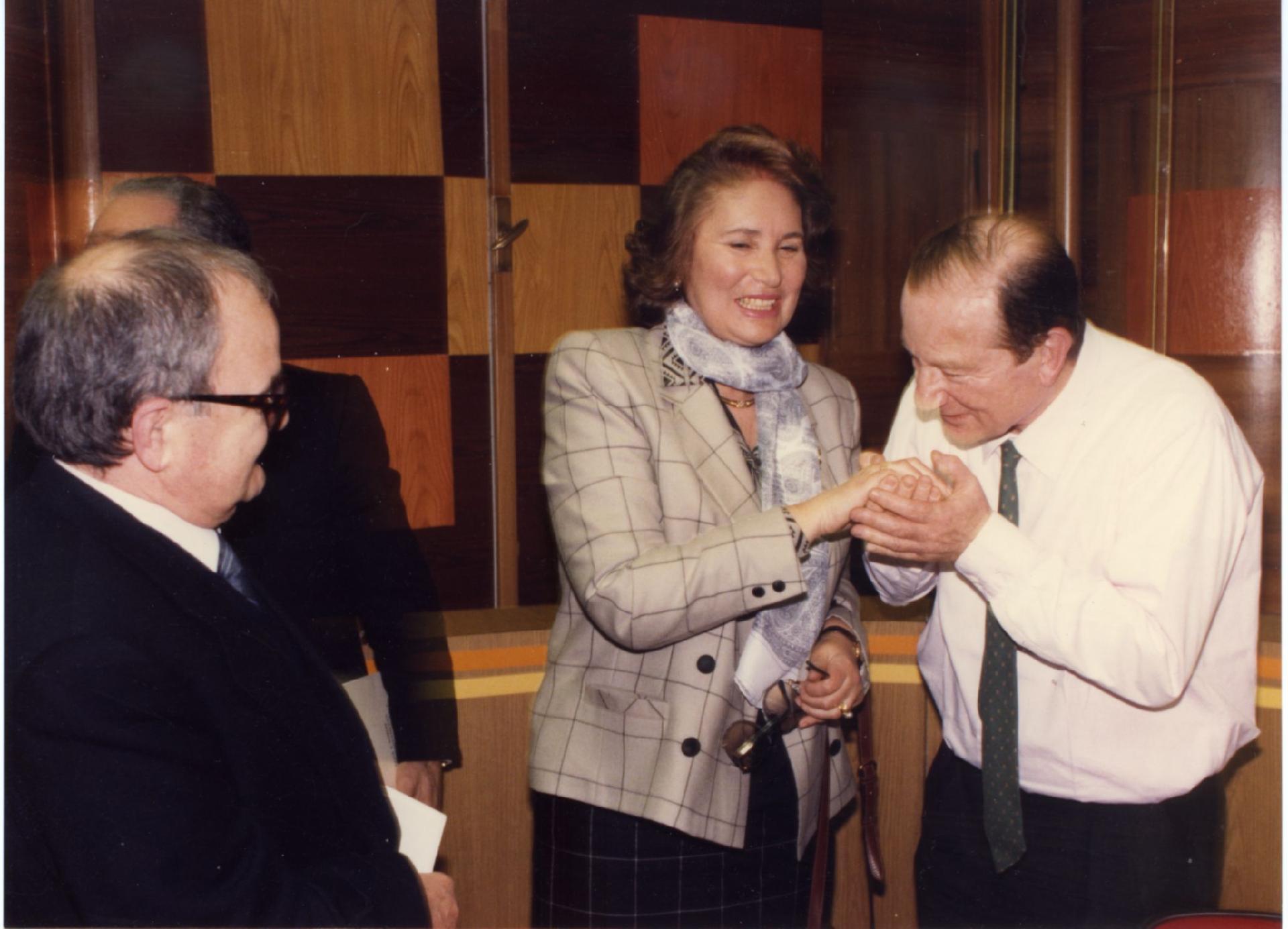 Gianni Bisiach con Alma Maria Forlani a &quot;Radio anch&apos;io&quot; nello studio 8 di via Asiago n. 10 a Roma nel 1990