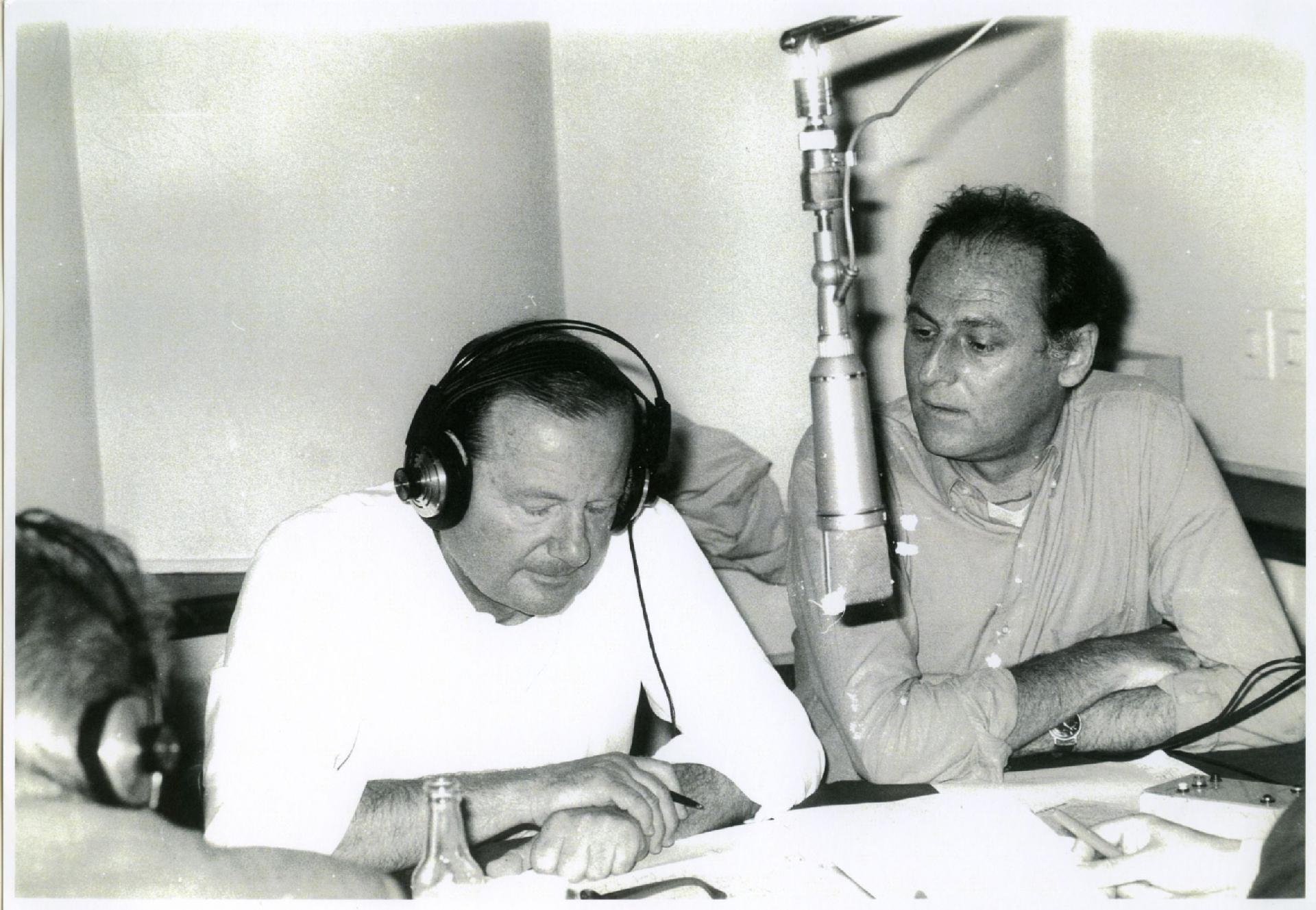 Gianni Bisiach con Renzo Arbore a &quot;Radio anch&apos;io&quot; nello studio 8 di via Asiago n. 10 a Roma negli anni &apos;80