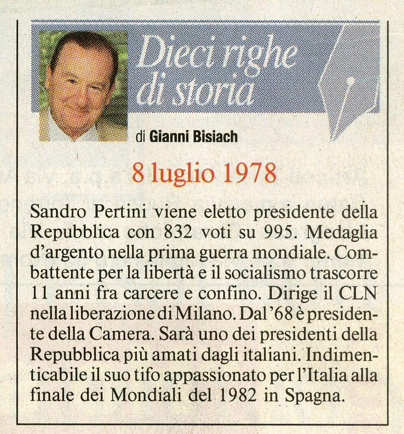 Sandro Pertini eletto Presidente della Repubblica