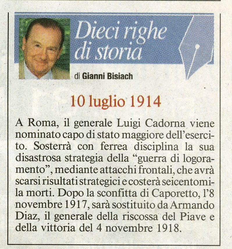 Roma, Luigi Cadorna nominato Capo di Stato Maggiore dell&apos; Esercito