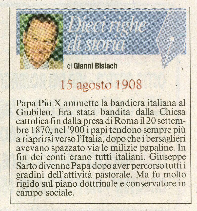 Papa Pio X ammette la bandiera al Giubileo