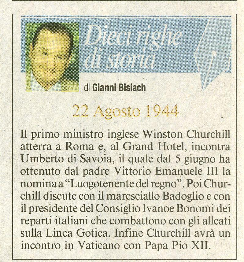 Roma, arrivo del primo ministro inglese Winston Churchill
