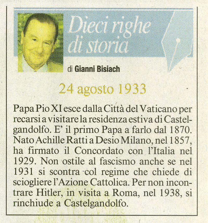Papa Pio XI visita Castel Gandolfo