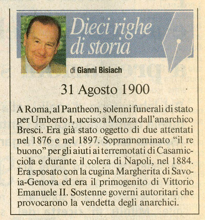 Roma, Pantheon, solenni funerali di stato per Umberto I