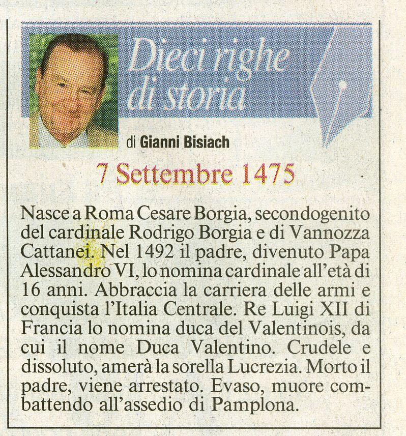 Nasce a Roma Cesare Borgia